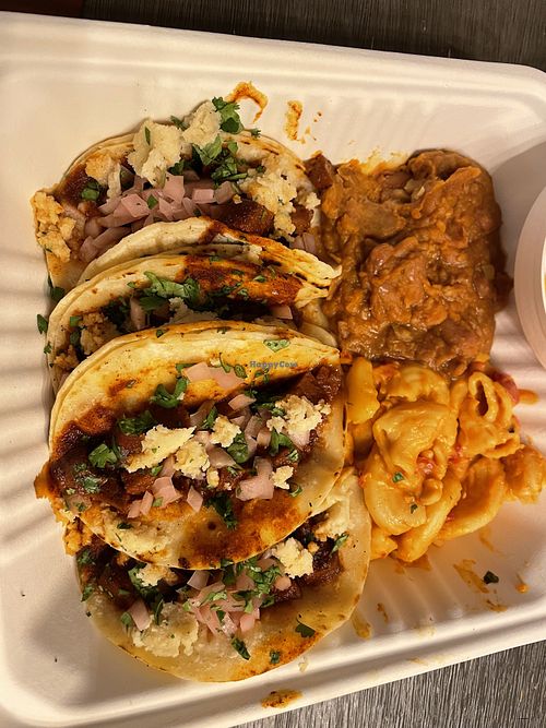 Tacos with Mac n 'Cheese' & Refried Beans  at Chef Daddy's Plant Pleasures in Dallas