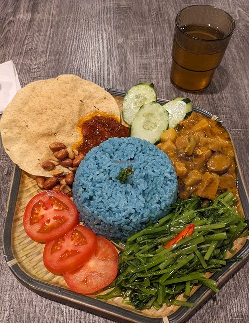 Malaysian style meal, blue rice if you're lucky:) at Vegetarian Food - 謙益豐 in New Taipei City