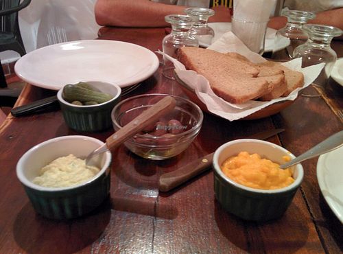 Entreé, full wheat bread with yummy homemade vegan 'mayonnaise'. at Aurora in Cordoba