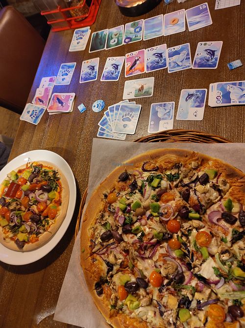 A small vegan pizza and a big vegetarian pizza at Peppes Pizza - Bodø in Bodo