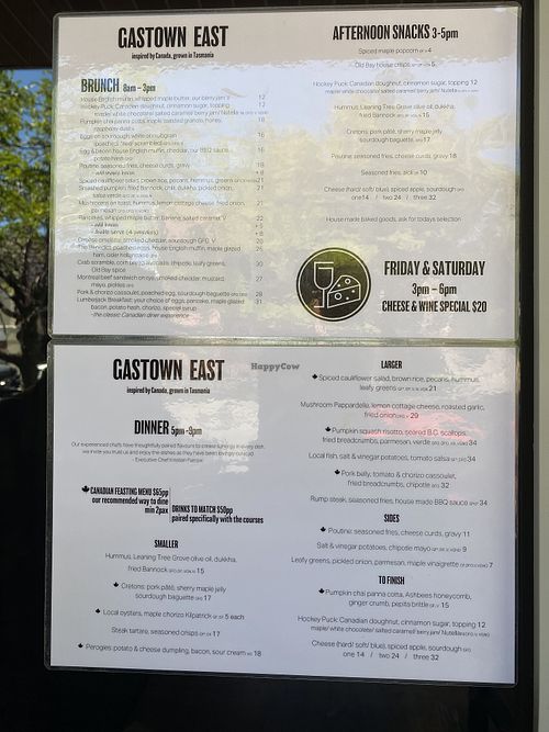 Menu Feb 2025  at Gastown East  in Bellerive