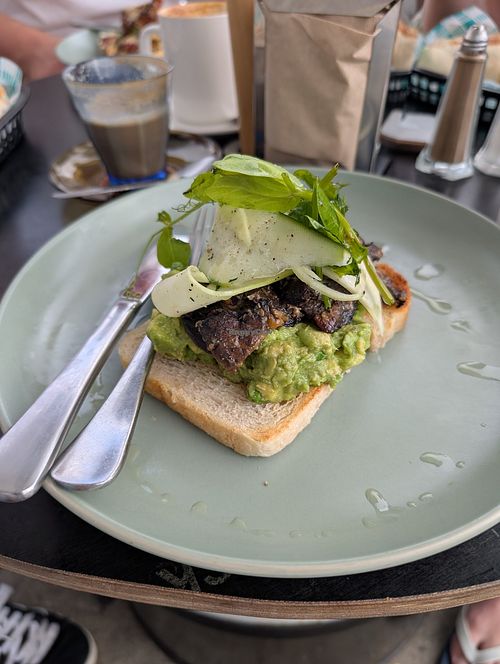 Miso mushroom, pea n avo smash #Veganuary at Fairmont Diner in Carrington