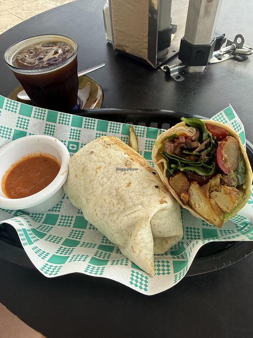 Vegan breakfast burrito  at Fairmont Diner in Carrington