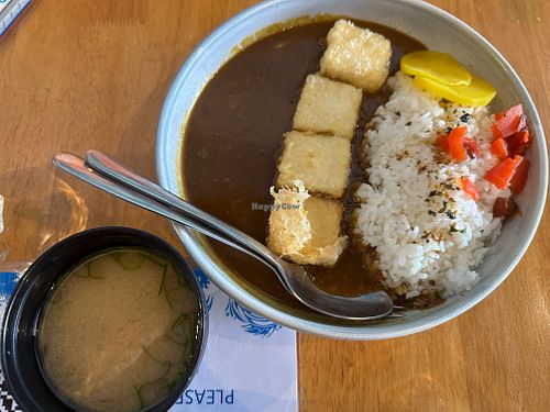 Deep-fried tofu curry with miso soup at Umi  in Toronto