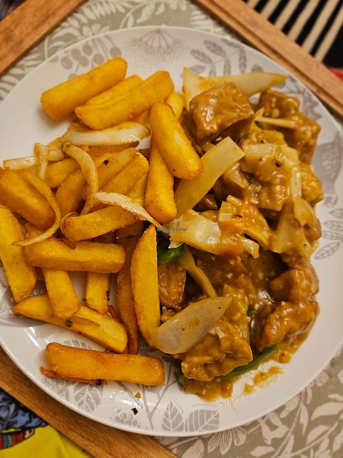 Bean curd in satay sauce, salt and pepper chips
Notify staff you're vegan at Lung Fung  in Scarborough