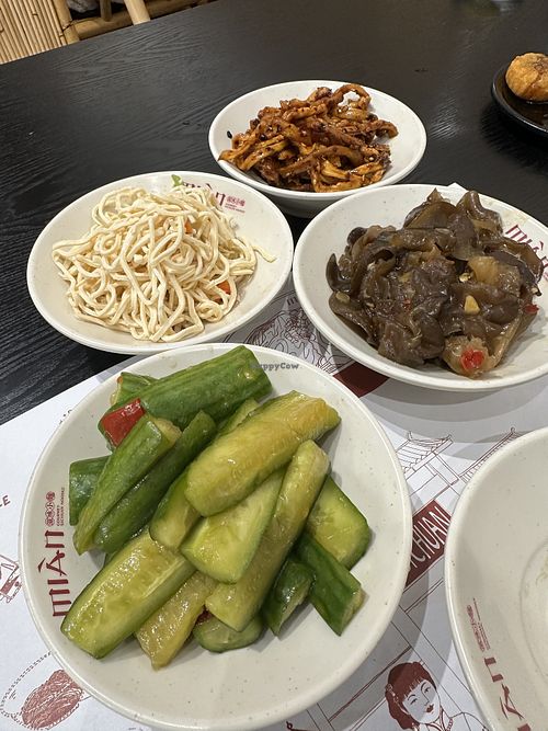 Tofu skin, wood ear mushroom, cucumber salad, cold radish  at Mian Sichuan in Santa Clara