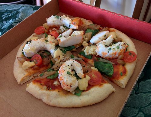 Prawn pizza at Studio Voodoo in Morphett Vale