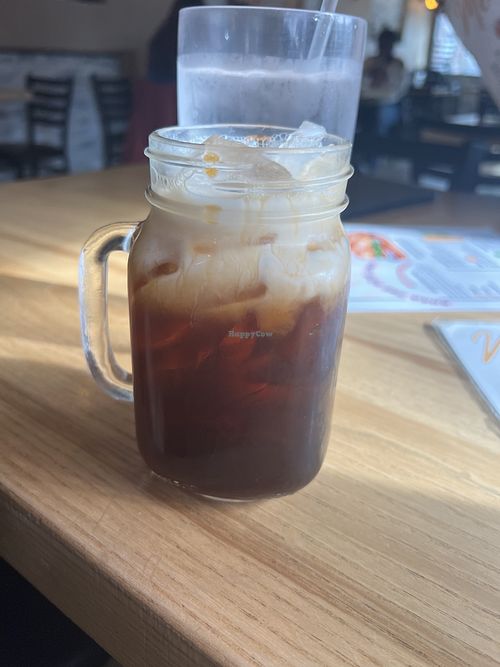 Thai ice tea with almond milkk  at Mona's Super Noodle in Baltimore