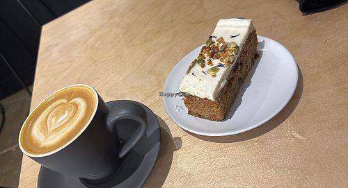 Plant-based carrot cake & oat latte   at Soper & Co  in Dunstable