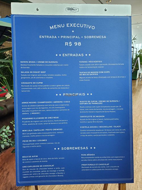 Menu executivo at D'Heaven in Rio De Janeiro
