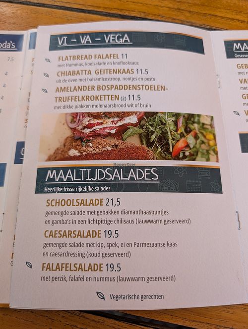 Menu - there is a vegetarian burger as well but it can't be made vegan at De Griffel Ameland in Ameland