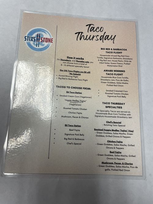 They also have a Taco Thursday menu. The veggie medley fajita can be vegan and there are other vegetarian options too    at Stixs & Stone in San Antonio