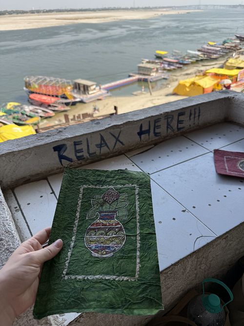 Menu and view  at Everest Cafe in Varanasi