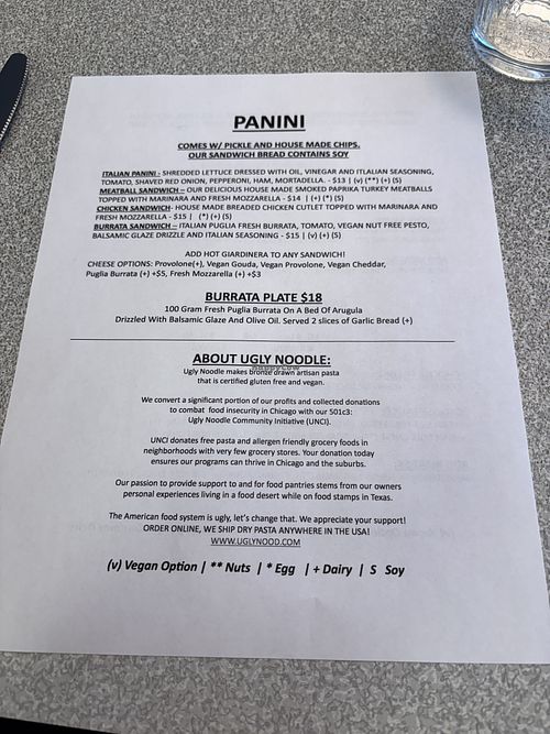 Order a panini with vegan cheesee  at Ugly Noodle in Geneva