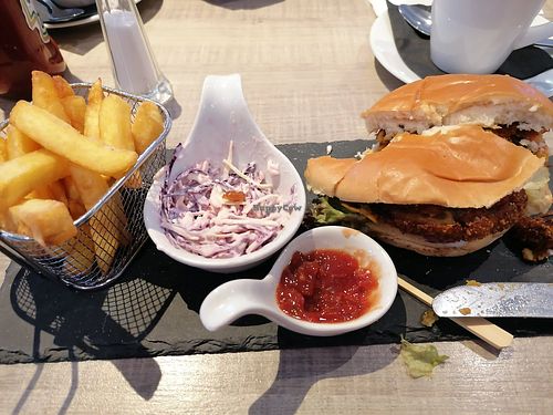 Spicy bean burger at Castle Lodge Buttery in Ludlow