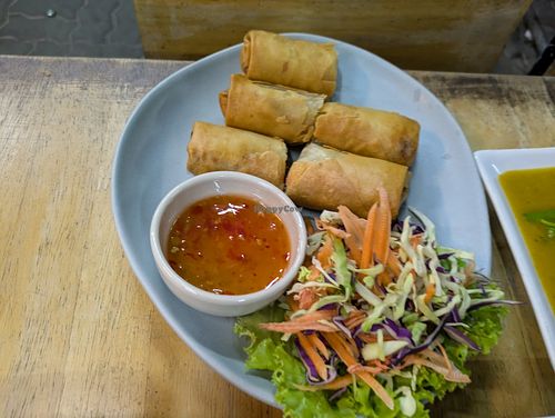 Spring rolls were made fresh, filled with vermicelli noodles and cabbage served with sweet chilli dipping sauce.  Taste very fresh, pretty good 4/5. at Tasty Restaurant in Phuket