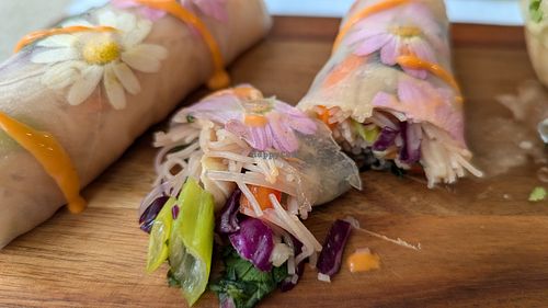 Summer rolls at All Good Things Vegan in Paignton