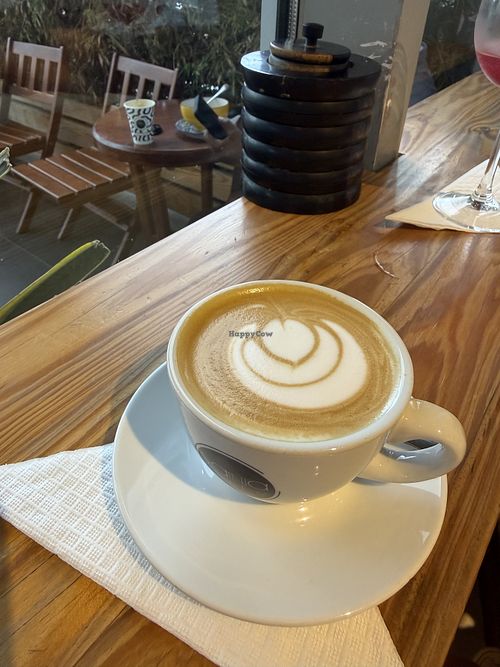 Cappuccino met amandelmelk   at Sanna Cafe  in Arusha