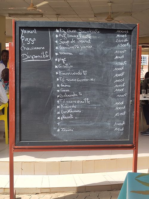 Menü at Rissongo in Ouagadougou
