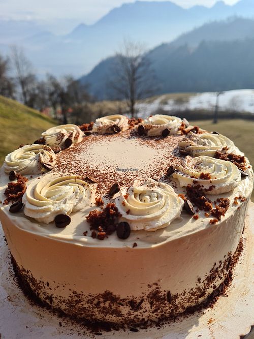 Vegane Cappuccinotorte at Berggasthof Hocheck in Oberaudorf