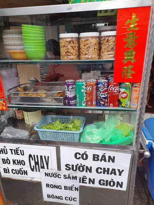 Menu and stall at Hu Tiệu Chay in Ho Chi Minh City