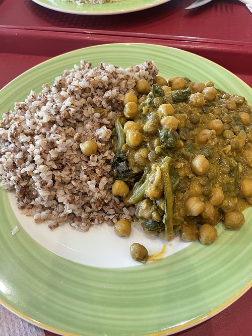 Buckwheat with chickpeas and spinach   at East Dining Hall - NYU in Abu Dhabi