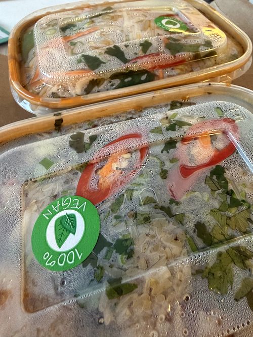 delivered and labelled - huge portions!   at Gorilla Thai in Bristol