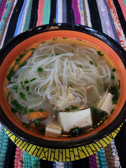 Pho tofu veggies noodle soup at Heaven Guesthouse and Restaurant in Pakse