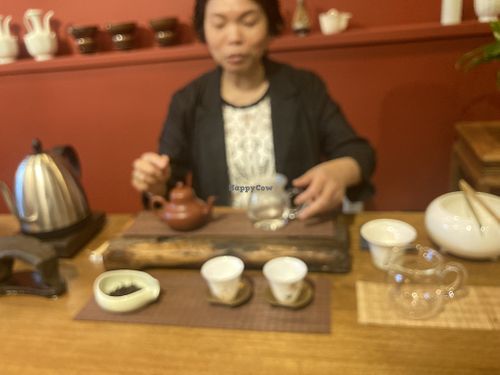 Trying the tease  at JIN YUN FU Tea Shop in New York City