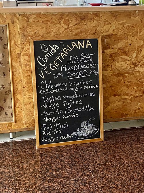 Part of the menue   at El Espejo in La Palma