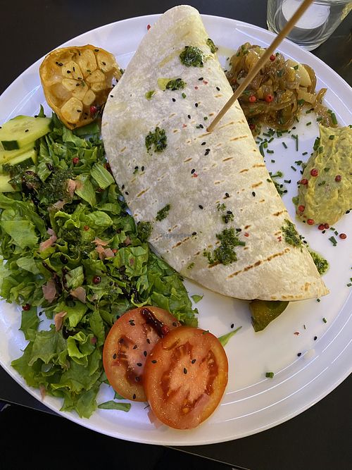 Veggie burrito with even more sides  at El Espejo in La Palma