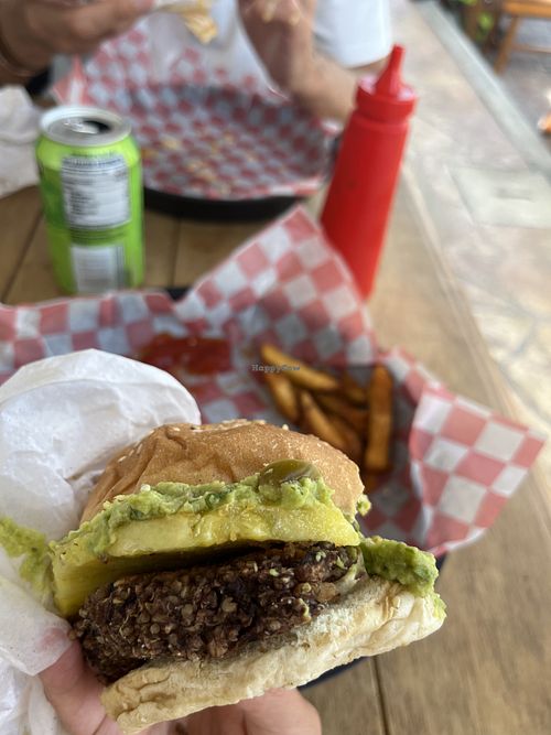 With cajun fries  at The Burger Underground  in Puerto Morelos