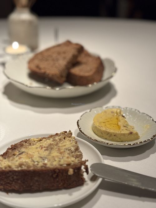 Bread and vegan butter with hazelnut   at Triptyque in Wateringen