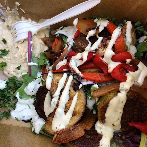 gf falafel at Wolf and Bear's - Food Cart SE 28th in Portland