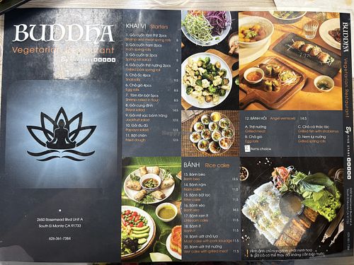 Menu  at Buddha Vegetarian Restaurant in South El Monte