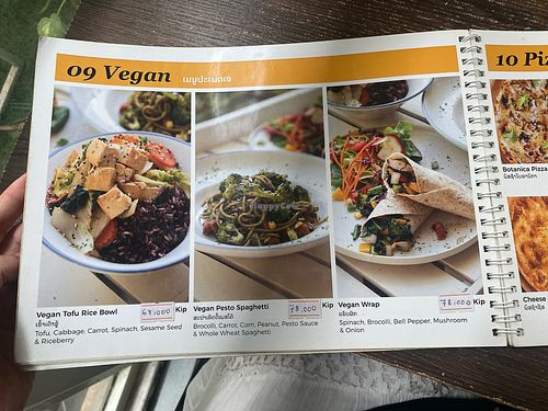 Vegan menu  at Naked Espresso Botanica in Vientiane