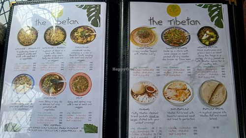 Menu at the Tibetan in Kannur