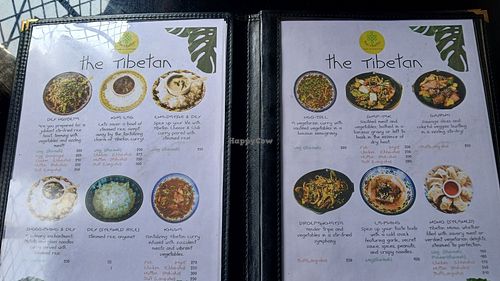 Menu at the Tibetan in Kannur