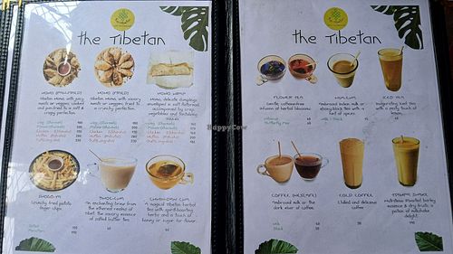 Menu at the Tibetan in Kannur