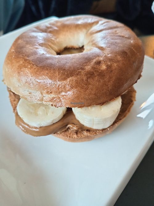 Toasted bagel with biscoff and bananas at Delicious   in Harrogate