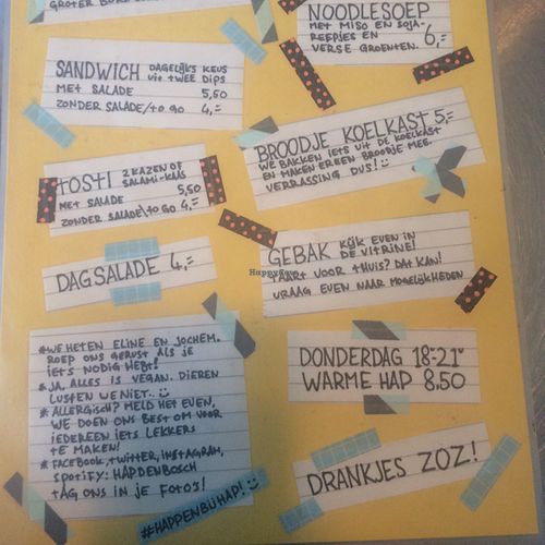 food menu at Hap in Den Bosch