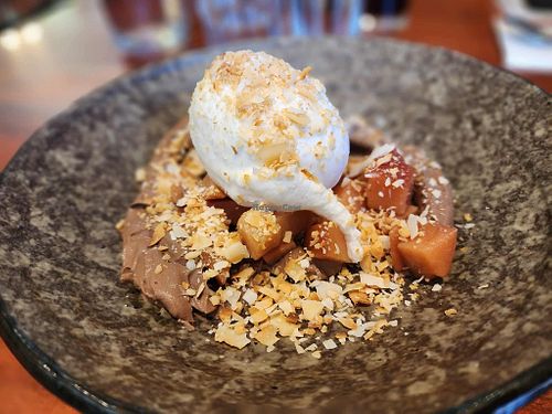 Quince, mousse and ice cream   at Launching Place Home Hotel  in Launching Place