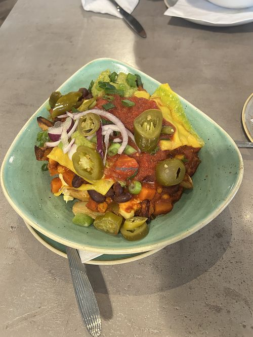 Dirty fries with vegan chilli   at Marshall's Farm Shop in Inverurie