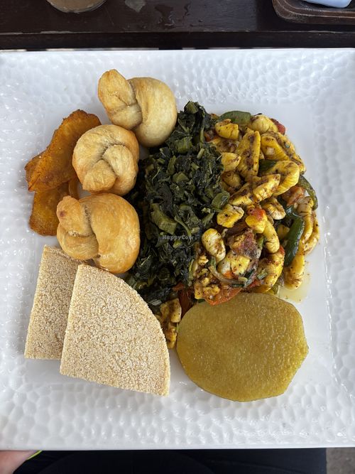 Jamaican Breakfast made vegan   at Patsy's Coffeeshop in Negril