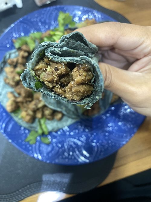 Taco de Suadero (Vegano) SO GOOD 😊   at Karma Vegano in Mexico City