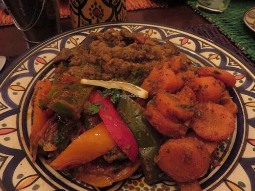 Vegetable plate (with organic carrots, courgette, and eggplant) (vegan) at Al Kasbah in Saarbrucken