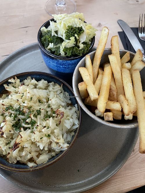Puy Lentil cottage pie with greens and chips   at The Golden Lion in Newport