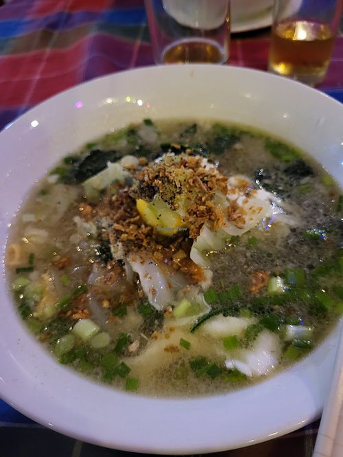 Noodle soup egg at Emily's Noodle in Khon Tai
