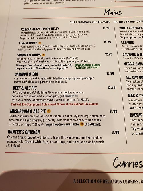 Vegan mushroom and ale pie available at Prince of Wales  in Oxford