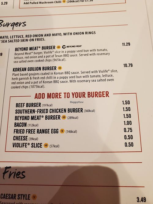 Beyond meat burger and Korean goujon burger at Prince of Wales  in Oxford
